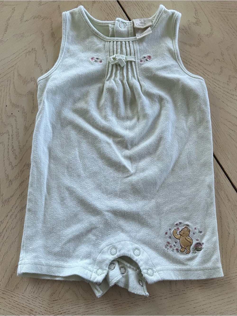 Vintage Disney Y2K Classic Pooh Winnie The Pooh Romper Green 6-9 Months Girl